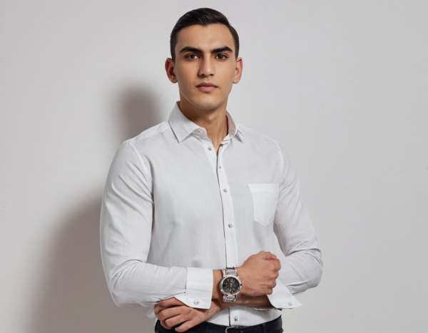 Golden City White Plain Shirt - Image 2