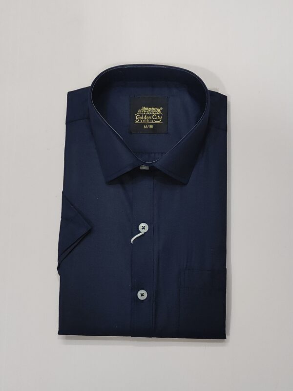 Formal Plain Shirt For Men-NAVY BLUE  Full Sleeve - Image 2
