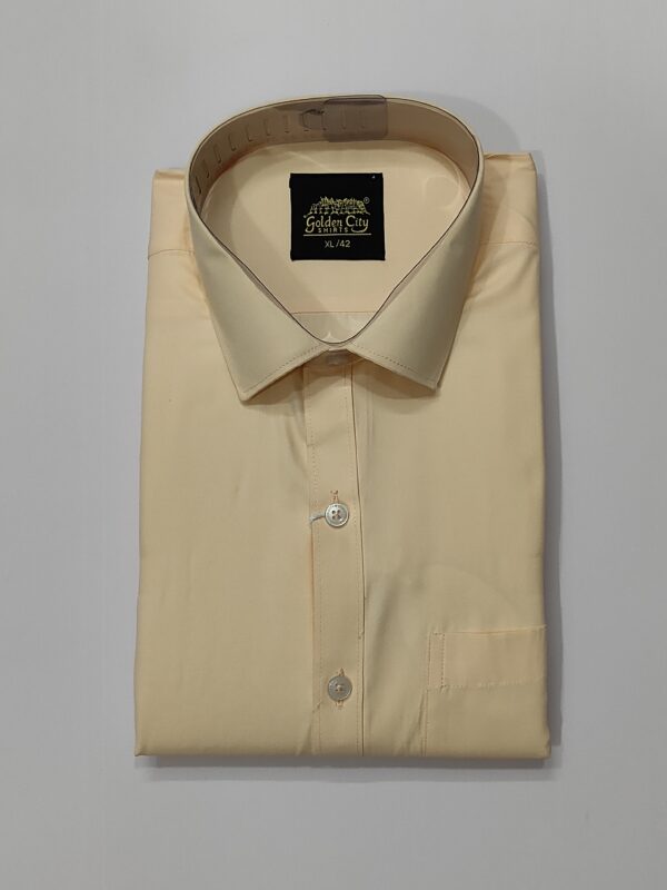 Formal Plain Shirt For Men-Light Orange Full Sleeve - Image 2