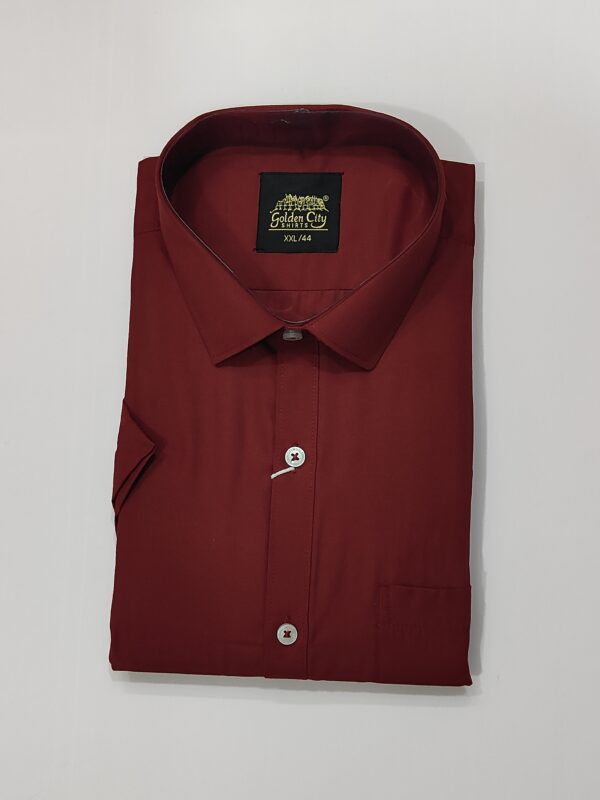 Formal Plain Shirt For Men-MAROON Full Sleeve - Image 2